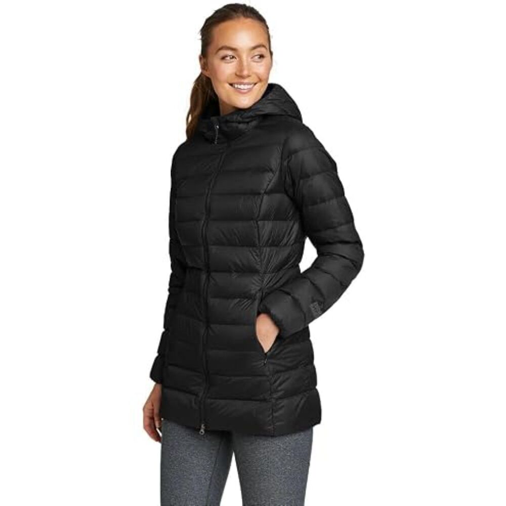 Eddie Bauer Women's 650 Down Hooded Parka Jacket in Black, Large (D2)
